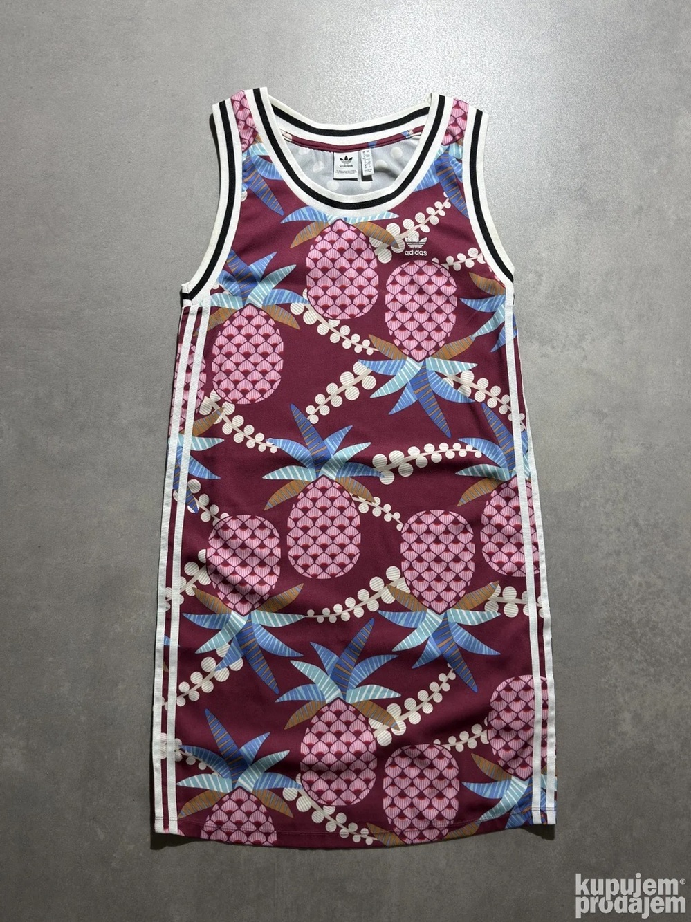 Adidas Burgundy Floral Print Athletic Tank dress with Pink and Blue Accents